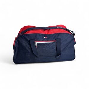 Tommy Hilfiger Navy and Crimson Duffel‎ Bag
